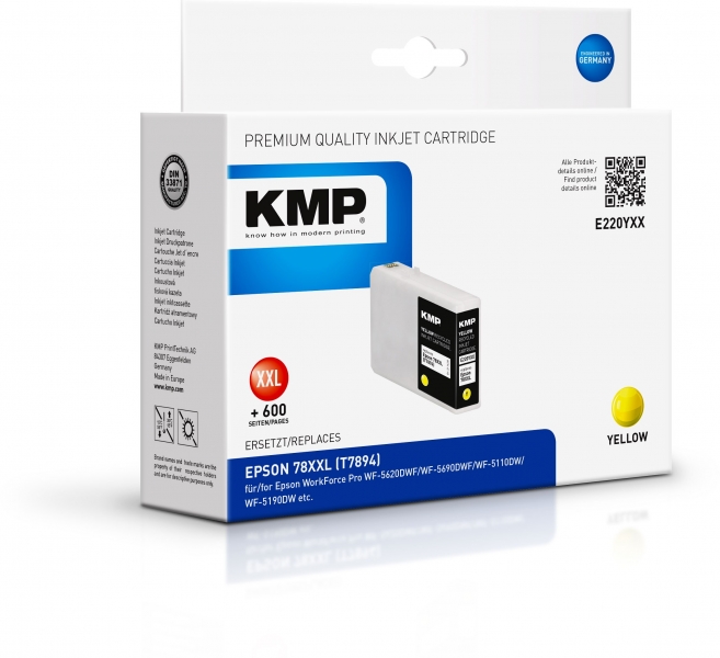 KMP Tinte Gelb E220YXX ersetzt Epson T7894 (C13T789440)