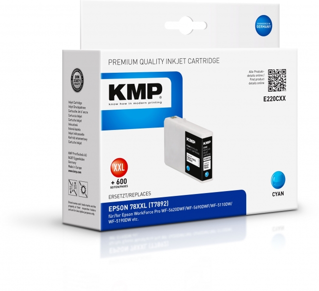 KMP Tinte Cyan E220CXX ersetzt Epson T7892 (C13T789240)
